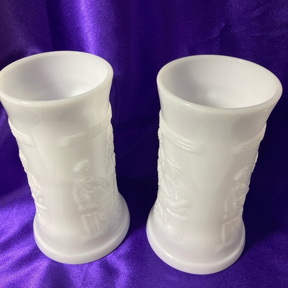 Vintage 2 Federal White Milk Glass Beer Mugs, 1950's Milk Glass Steins - Picture 2 of 7
